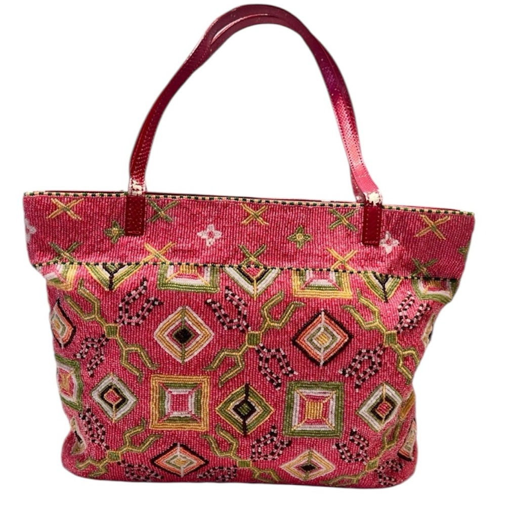 FENDI vintage beaded tote with snake 🐍 skin handles - Picture 1 of 14